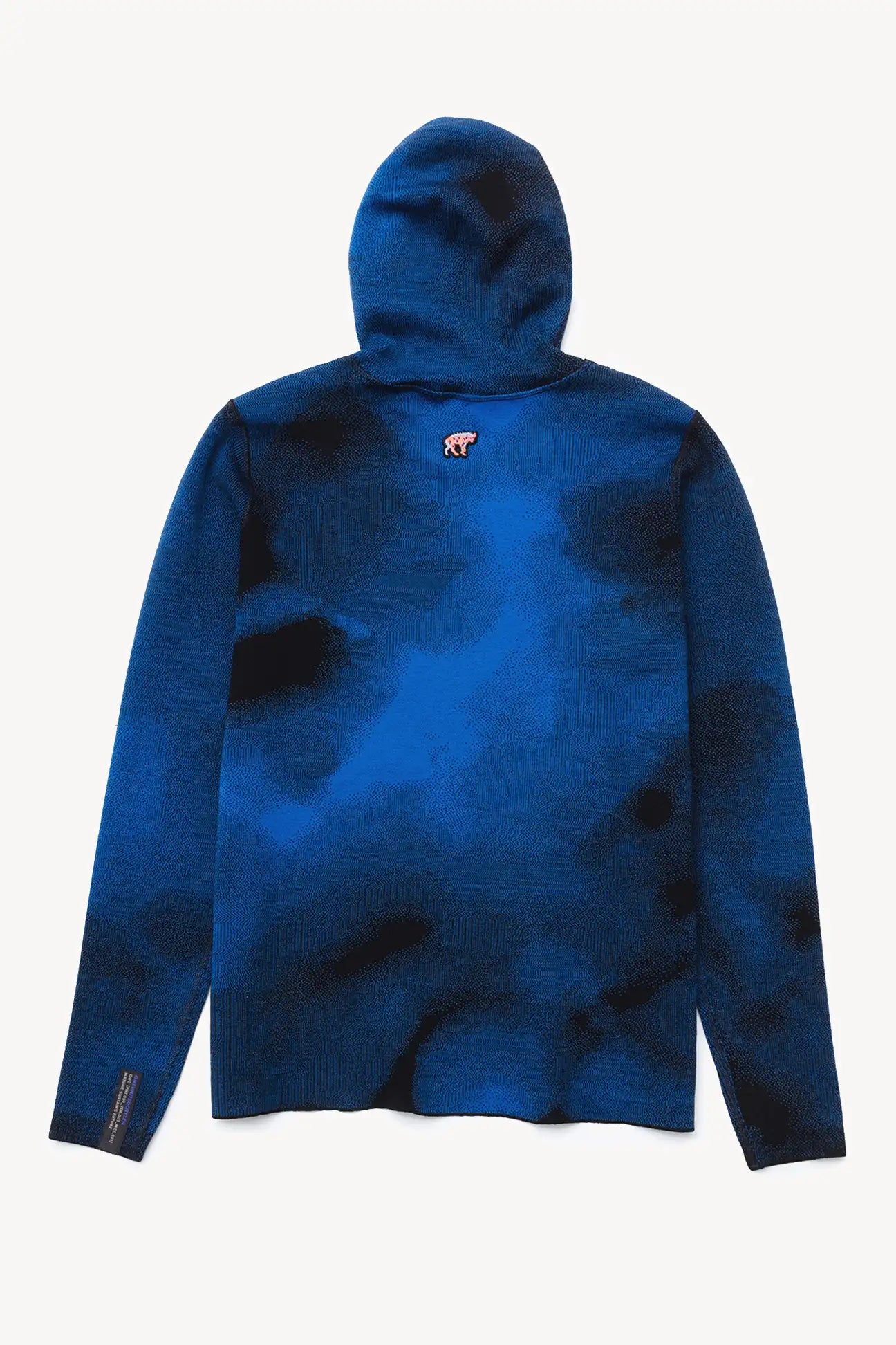 Blue Black Merino Running Jacquard Hoodie