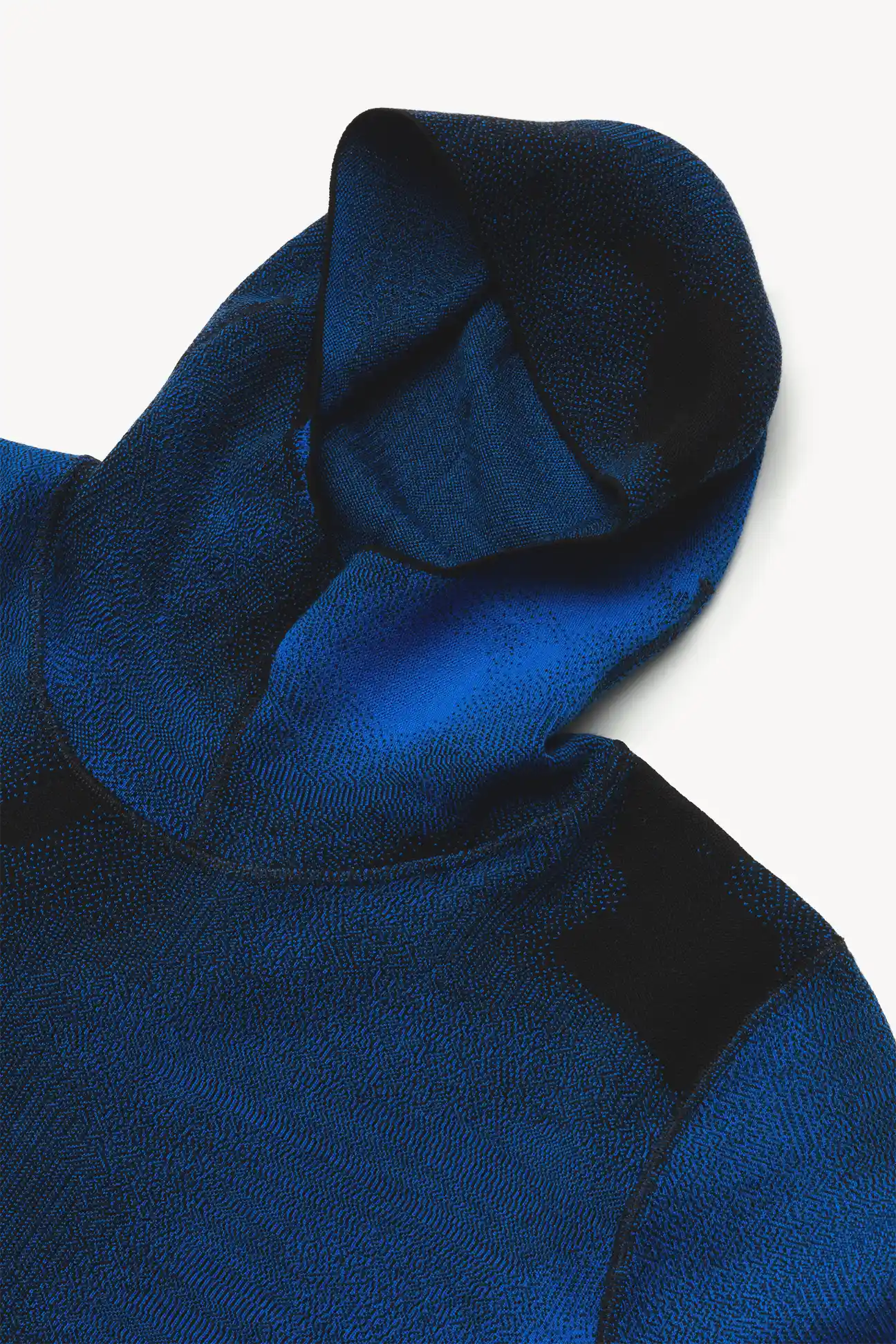 Blue Black Merino Running Jacquard Hoodie