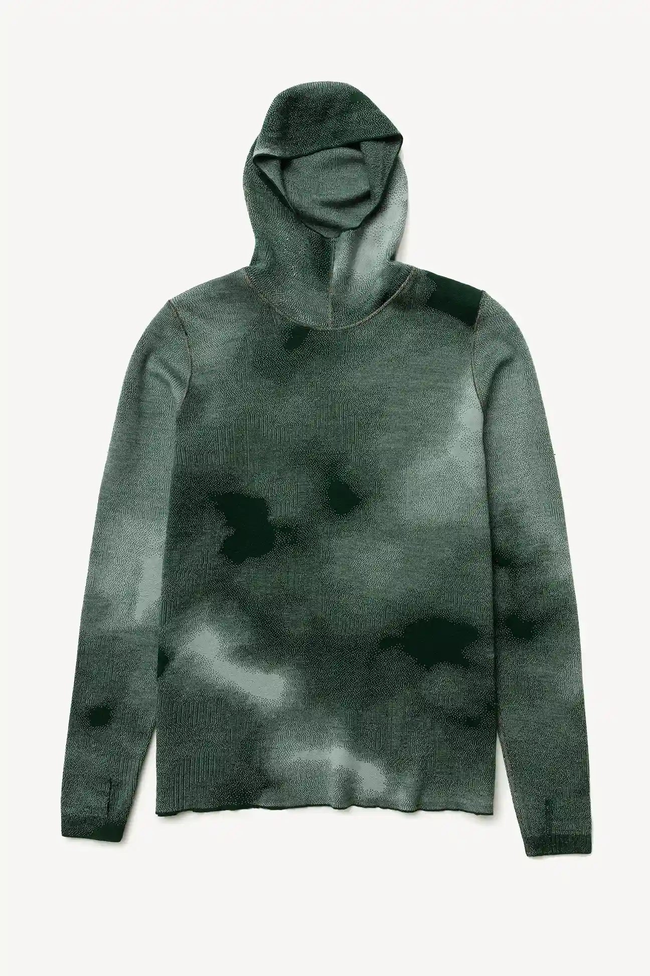 Grey Green Merino Running Jacquard Hoodie