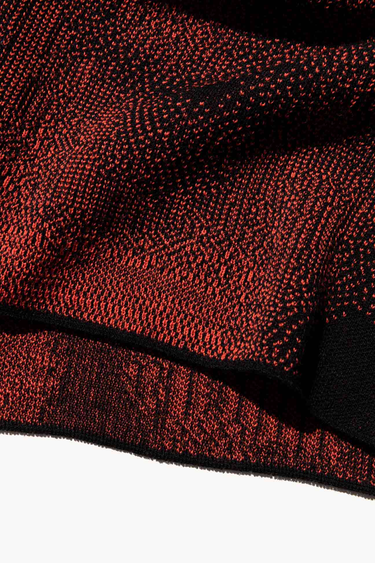 Red Black Merino Running Jacquard Hoodie