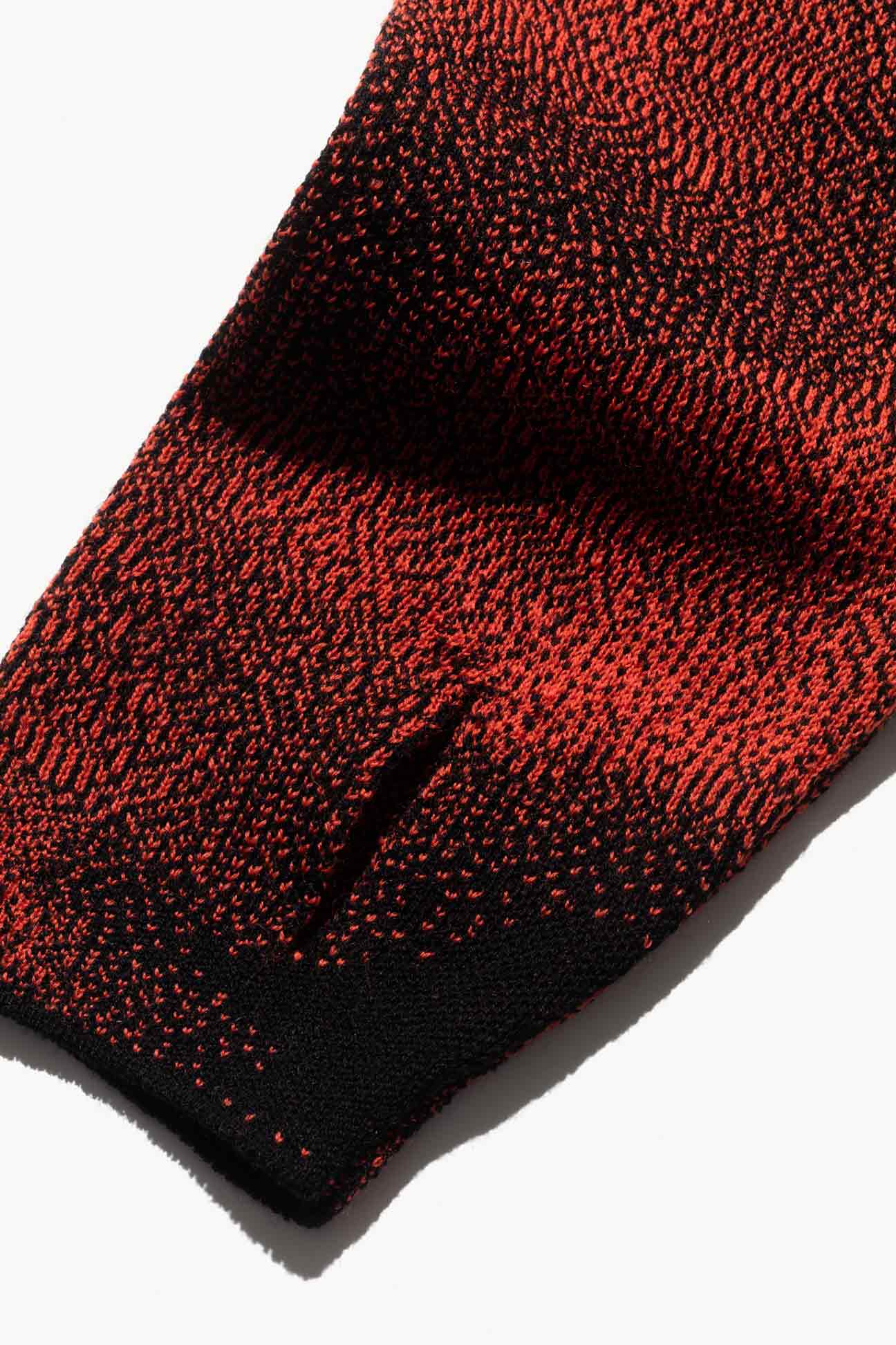 Red Black Merino Running Jacquard Hoodie