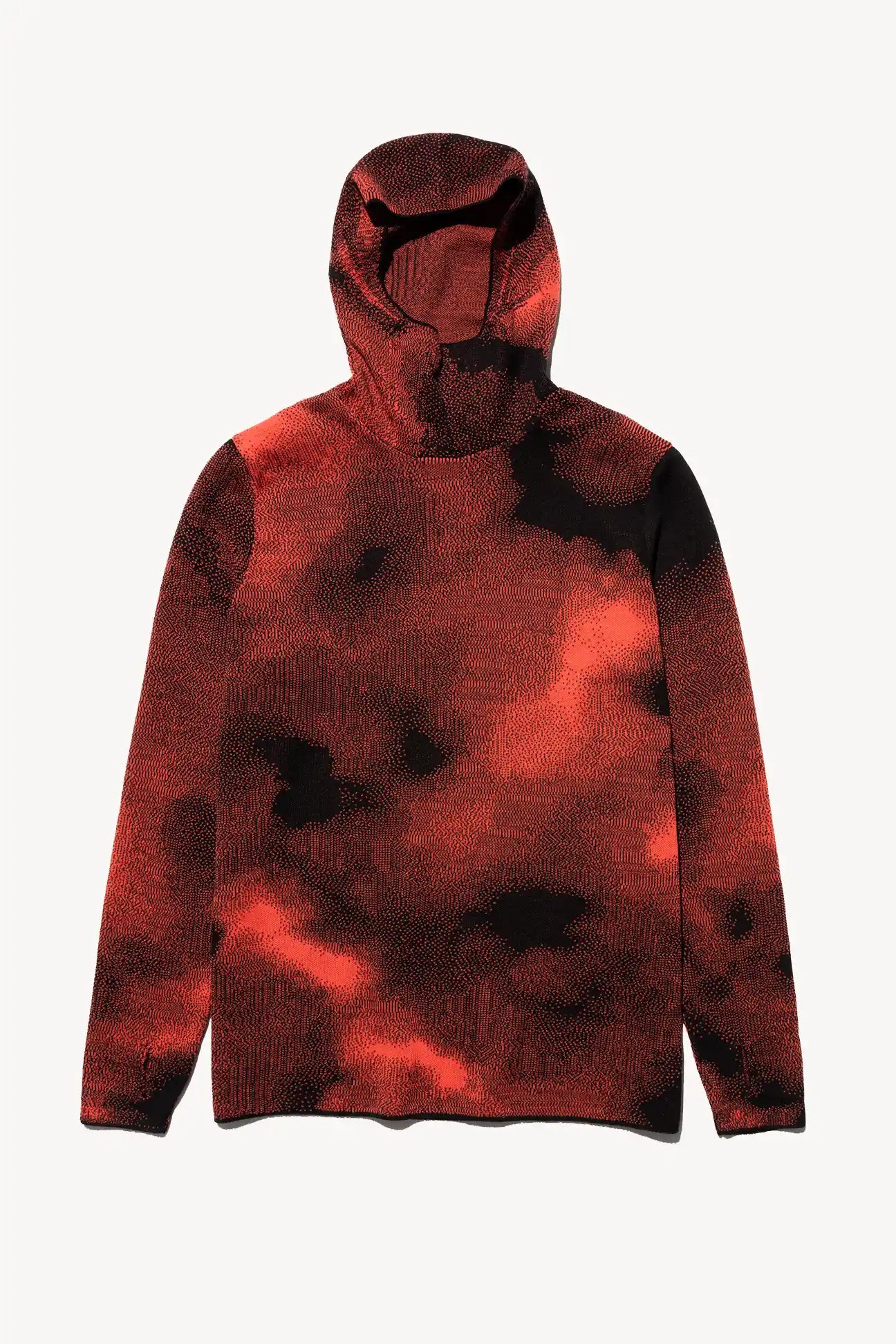 Red Black Merino Running Jacquard Hoodie