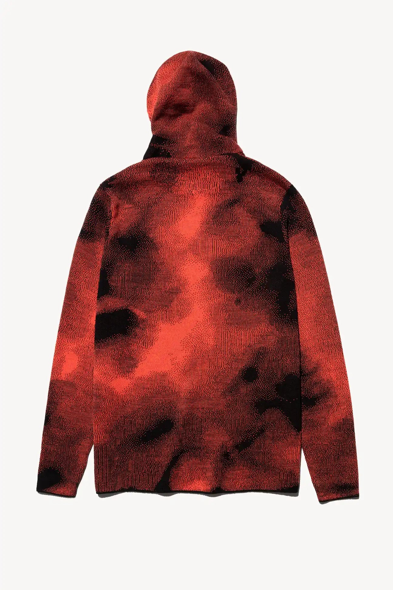 Red Black Merino Running Jacquard Hoodie